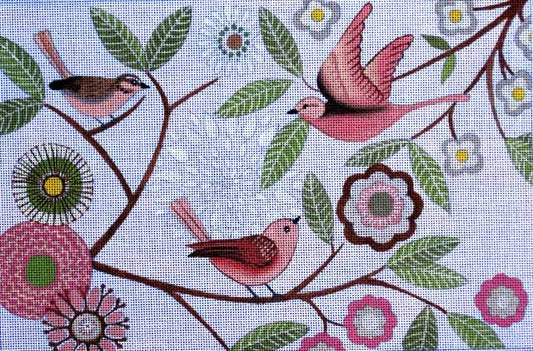 M-1593 Pink Folk Birds © Jennifer Brinley/Ruth Levison Designs