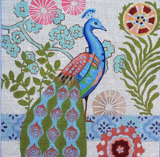 M-1598 Peacock – Red Flowers © Jennifer Brinley/Ruth Levison Designs