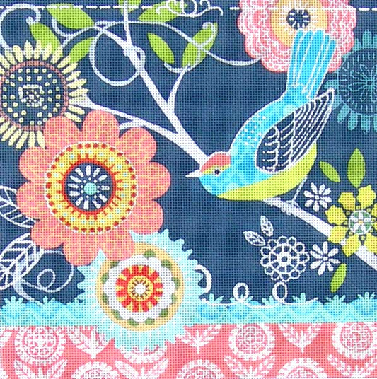 M-1667 Chalk Bird Red Flower © Jennifer Brinley